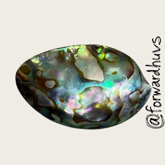 Vintage Iridescent Abalone Shell Brooch – 1.75” Oval, Plastic Back - Picture 6 of 8